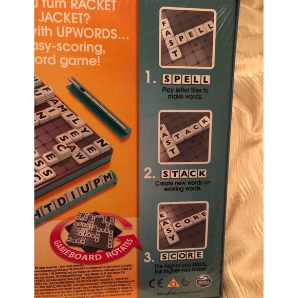 Upwords Fun and Challenging Family Word Board Game with Stackable Letter Tiles - Picture 3 of 3